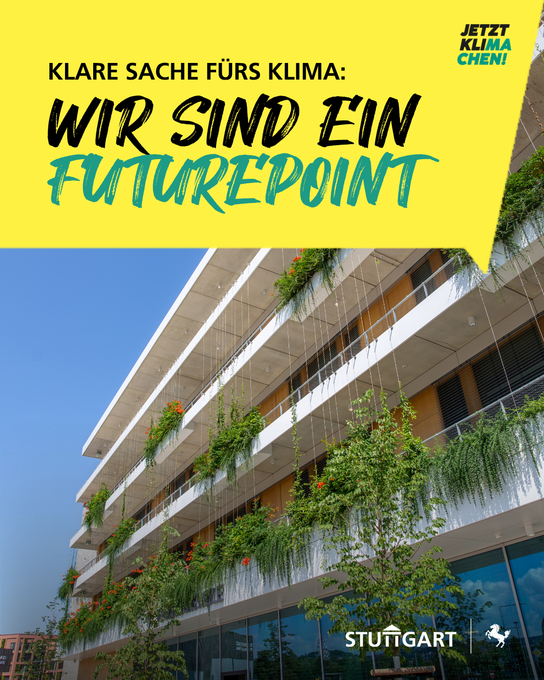 Kampagne "Wir sind ein Futurepoint" mit dem Bildungshaus NeckarPark (BiNe) im Hintergrund